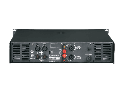 CK series amplifier, rear panel with XLR inputs, speakON outputs and binding posts