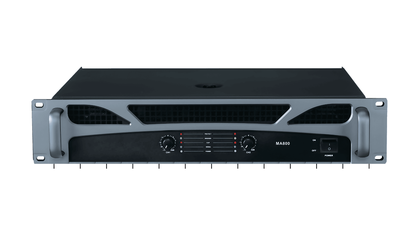 MA series amplifier, front panel